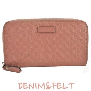 GUCCI Pink/Blush Micro GG Guccissima Leather Long Zip Around Wallet:Purse 🩷💗🩷